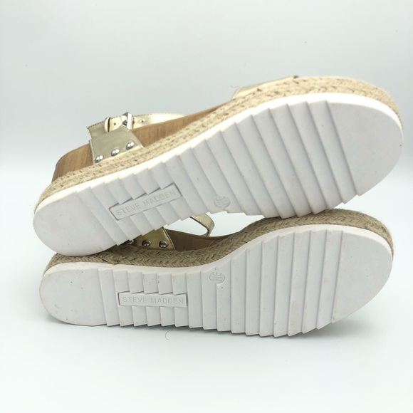 steve madden jewel espadrille wedge sandal gold